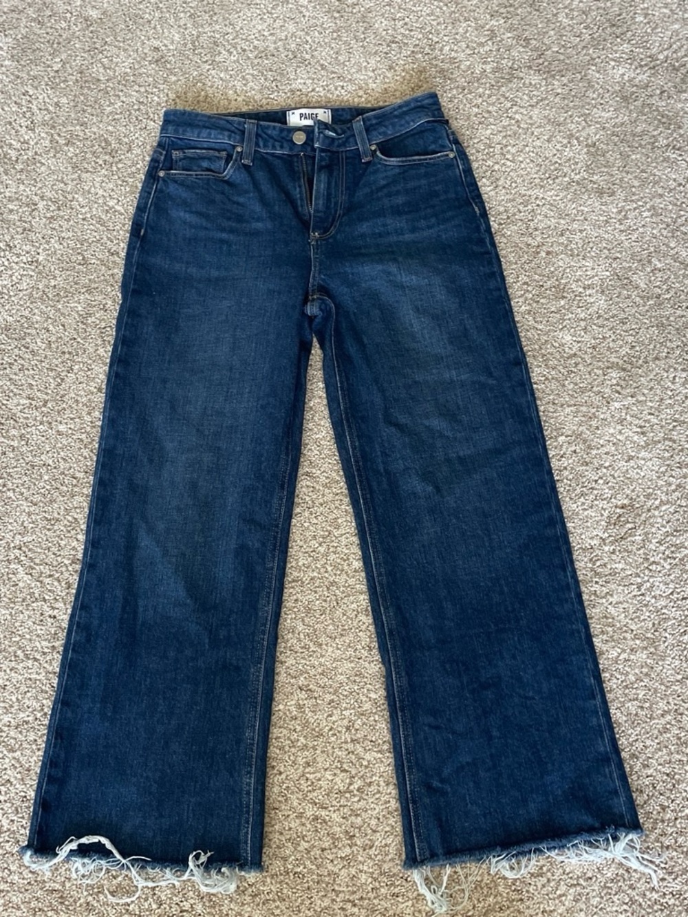 PAIGE Indigo Wide-Leg Raw Hem Jeans